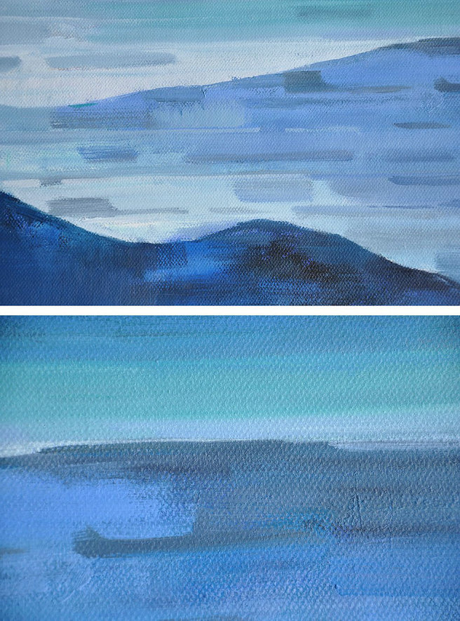 Handmade Large Contemporary Art,Oversized Abstract Landscape Oil Painting,Large Canvas Art,Blue,Gray,White.etc